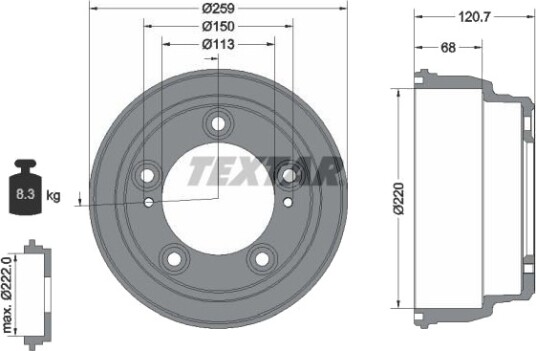 Bremsetrommel TEXTAR 94046600