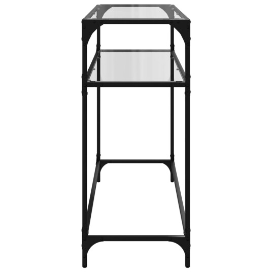 Konsollbord med gjennomsiktig glassplate 98x35x81 cm stål 846026