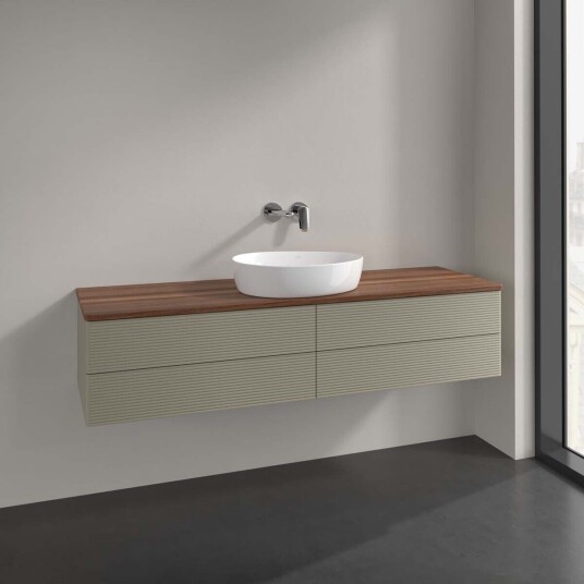 Villeroy & Boch Antao Servantskap med 4 skuffer 160x50x36 cm m/lys Steingrå/Valnøtt Villeroy & Boch Antao Servantskap med 4 skuffer 160x50x36 cm m/lys Steingrå/Valnøtt