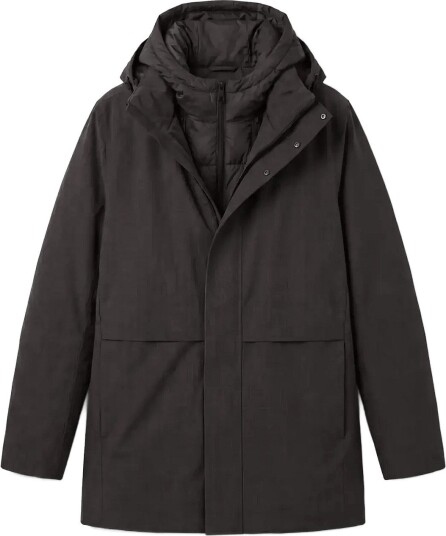 Calvin Klein Ls Heathered Nylon Bib Down Puff - B85 CHARCOAL HEATHER - S