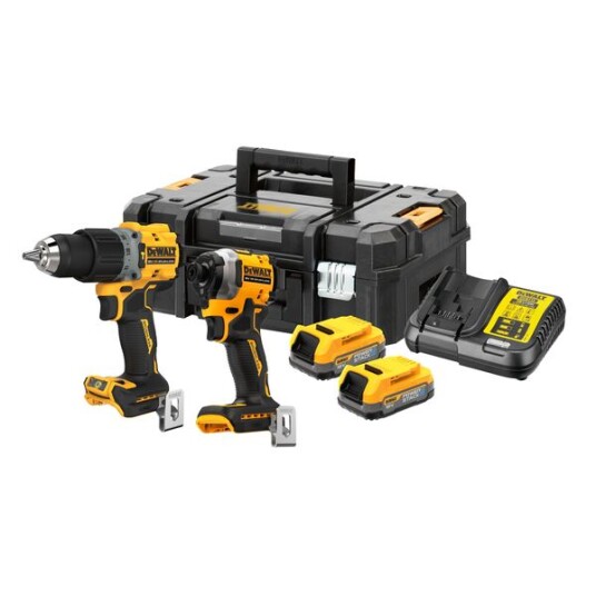 DeWalt 18V XR DCK2050E2T-QW slagbormaskin og slagtrekker kombisett, 2 stk 18V x 1.7 Ah