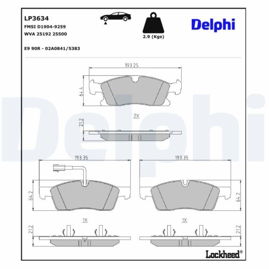 Bremseklosser DELPHI LP3634