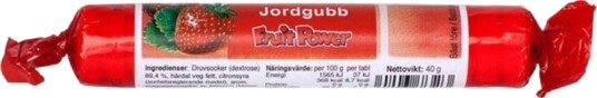 Fruit Power druesukker tabletter jordbær 40 g