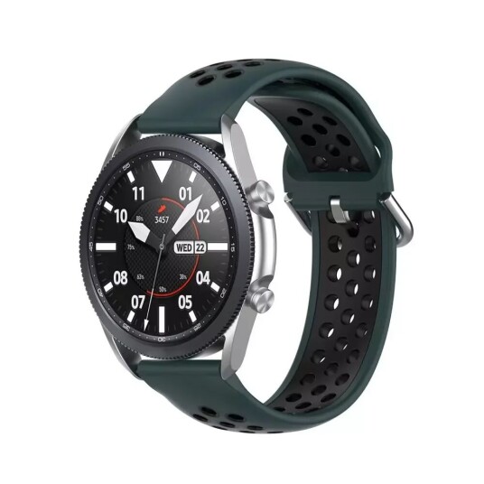 INCOVER Universal Smartwatch To-Farget Silikon Reim (22mm) - Sort / MørkeGrønn