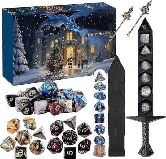 2026 DND Terninger Julekalender   24 Dagers Jule Nedtelling med Polyhedrisk Terning Sett Bordspill for Dungeons & Dragons FMY