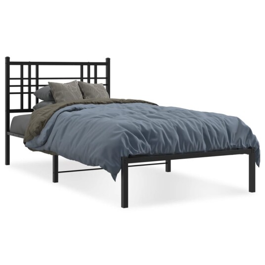  Sengeramme i metall med hodegavl svart 100x190 cm 8721012372825
