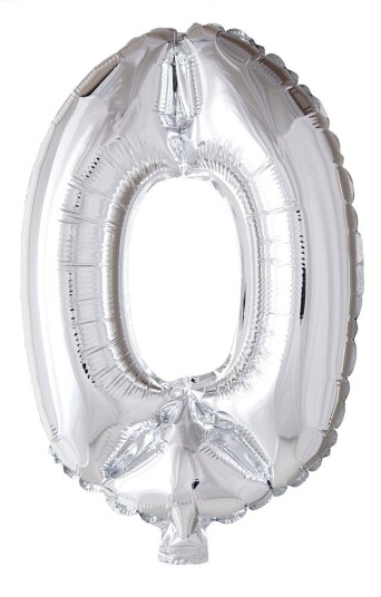 Folie ballong Sølv 102 cm - Tallet 0