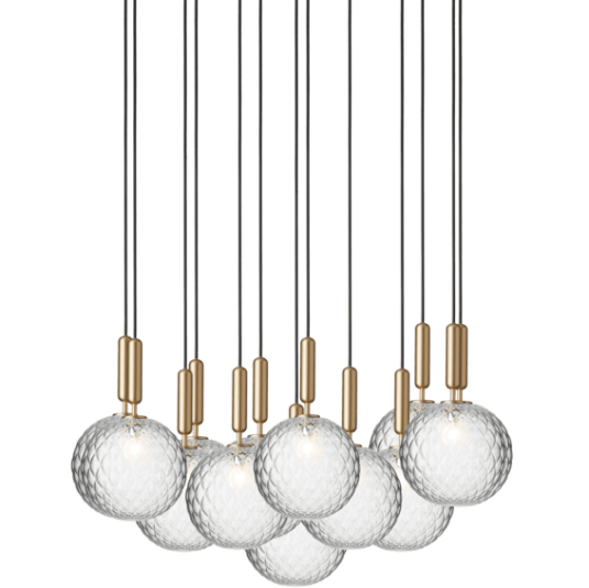 Nuura Miira 13 Taklampe Stor Messing og Klar Optikk