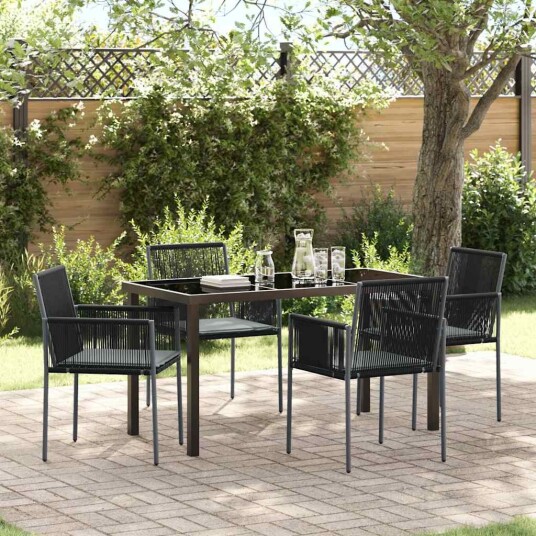 Hage Spisegruppe 5 pcs Svart Poly rattan
