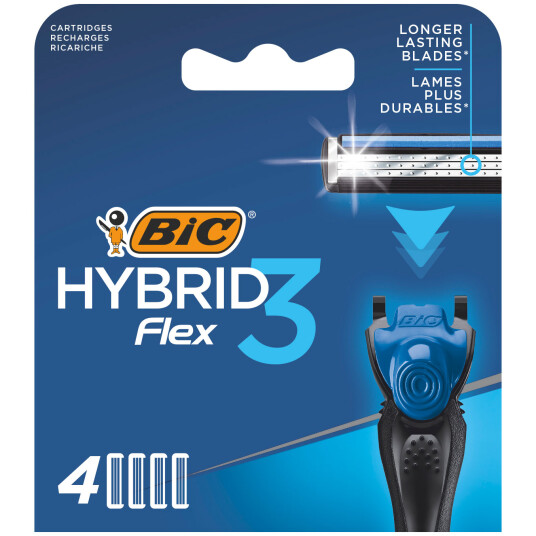 Bic System Razor Patroner Hybrid Flex 3 Blister 1Pakning 4Stk Bic System Razor Patroner Hybrid Flex 3 Blister 1Pakning 4Stk