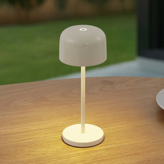 Lucande LED-bordlampe Quill beige CCT dimbar Lucande LED-bordlampe Quill beige CCT dimbar
