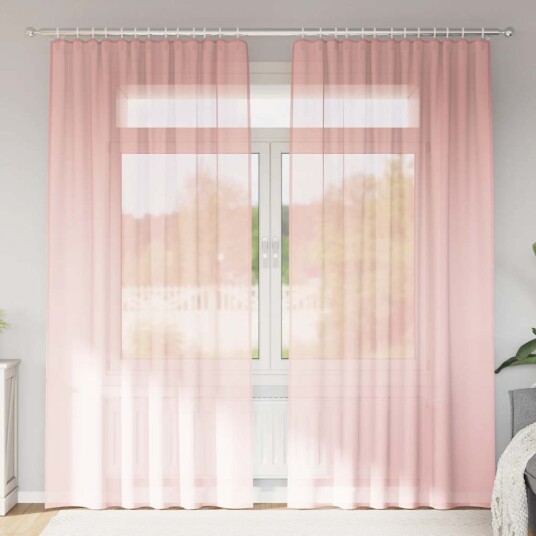 Voilegardiner med hemper 2 stk rosa 140x245 cm 8721158553058