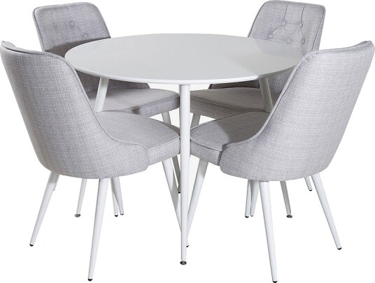 Venture Home   Spisegruppe Plaza med 4 stk spisestoler Velvet Deluxe   Hvit
