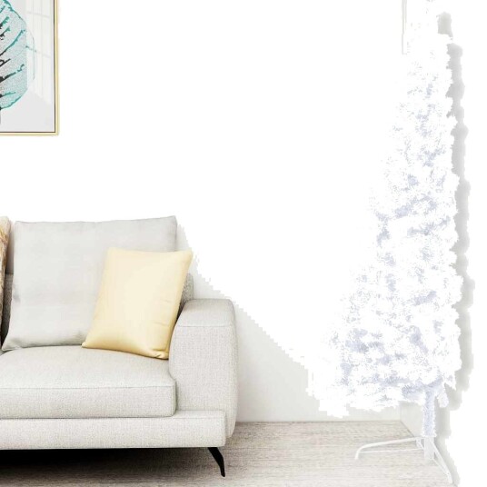 vidaXL Kunstig juletre halvt med LED og kuler 150 cm hvit