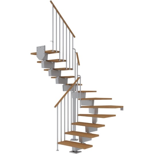 Dolle Dubai U trapp Pearl Grey  classic Iii oljeret Eik 80 11   Loddret Høyde 204 252cm