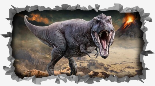 Veggmønstret / Rektangel Dinosaur Vulkan