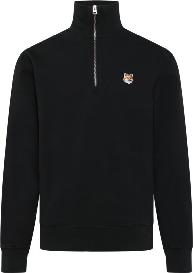 Maison Kitsune Fox Head Patch Comfort Half Zip Sweatshirt Black L