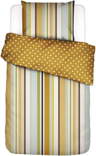 Essenza Stripete sengetøy - 140x220 cm - Feija - Vendbart sengesett - 100 % bomullssateng -  sengetøy