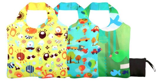 ECOZZ miljø veskenett med glidelåslukking i 3 pack Cartoon ECOZZ miljø veskenett med glidelåslukking i 3 pack Cartoon