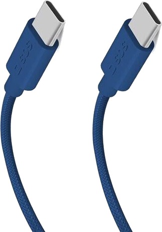 SBS USB C USB C 60W flettet kabel 1.5m blå TECABLETISSUETCCB