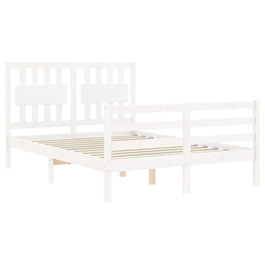 vidaXL Sengeramme med hodegavl hvit 4FT small double heltre