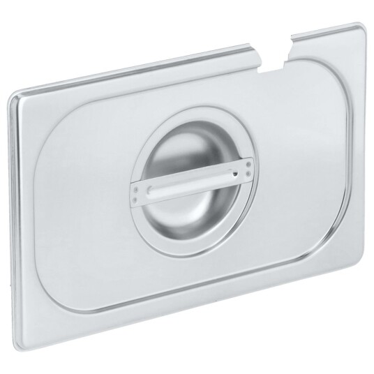 PULSIVA Kantinelokk Smart med hull for skje GN 1/4; Størrelse GN 1/4 26.5x16.2 cm LxB; Sølvfarge
