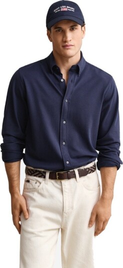 Gant Jersey pique stretch shirt S blå herre