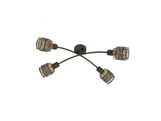 Lindby Eudoria taklampe 4 lyskilder svart/gull