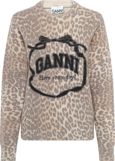 Ganni Graphic Wool Jamper Cream M