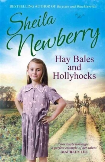 Hay Bales And Hollyhocks Av Sheila Everett, Sheila Newberry