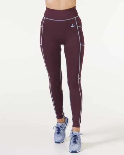 LEVITY Contrast Pocket Tights Red Fudge - XS