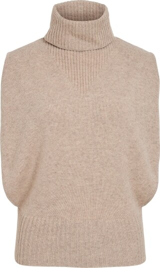 ROUGE EDIT Roucleo Roll Neck Knit Vest/Pf   Beige   XS