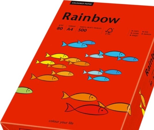Papyrus Rainbow A4 500Er, Universell, A4 (210X297 Mm), Matte, 500 Ark, 80 G/M², Rød