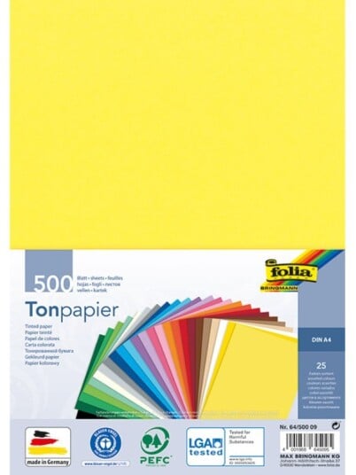 Folia A4 Fargeark pakke med 500 ark i flere farger