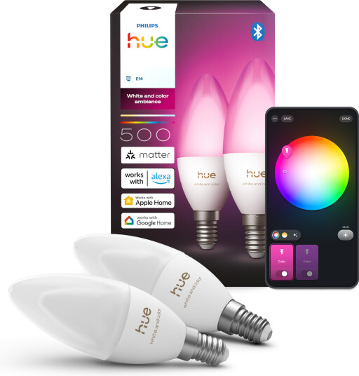 Philips Hue White Color Ambiance B39 E14 Lyskilde   2Pack