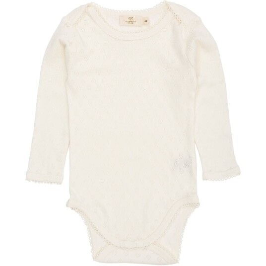 COPENHAGEN COLORS Cream Pointelle Heart Lapneck Body Ls 80