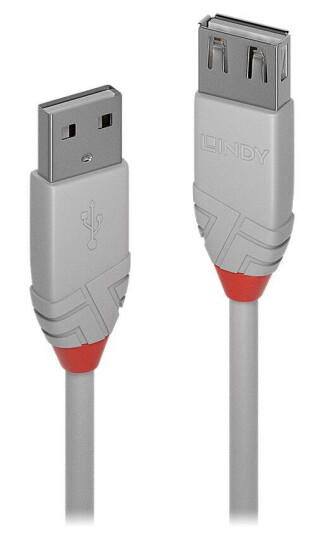 Lindy USB-forlengelseskabel 2 m USB 2.0 Hunkjønn Grå med gullplater