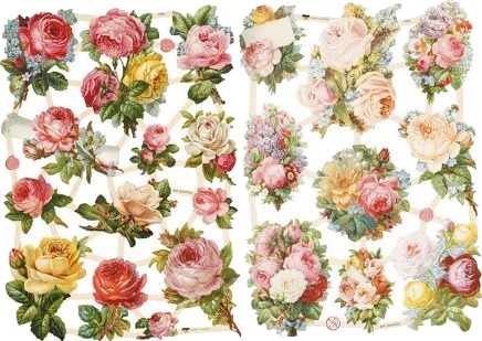 Diverse Glansbilleder roser ark 16.5x23.5 cm 2ark 1 pk