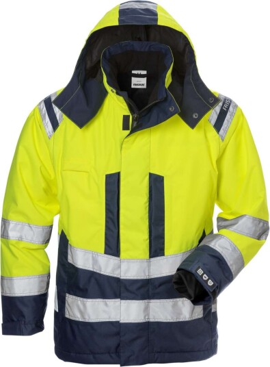 Fristads Airtech Vinterjakke Dame Klasse 3 Høy Synlighet Gul/Marineblå 3XL