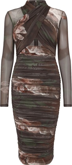 Bardot Aliyah Printed Midi Dress   Brown   XL