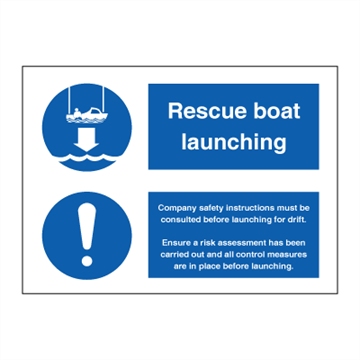 Jo Safety Rescue boat launching 150 x 200 mm Self adhesive vinyl IMO Combi sign 120077VMN Jo Safety Rescue boat launching 150 x 200 mm Self adhesive vinyl IMO Combi sign 120077VMN