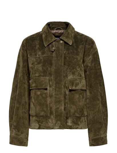 ONLY Onlkaia Real Suede Jacktet Otw   Khaki green   XL