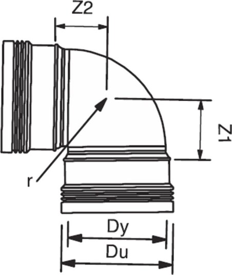 Wavin Pp Pluss Bend 88.5° Grå Ø110mm