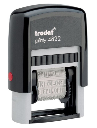 Trodat Printy 4822 Stempel Selvfargende Tilpasset Tekst 4 Mm 24 Mm Bredde Svart Håndtak