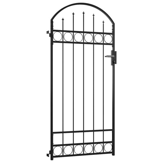  Hageport med buet topp stål 89x200 cm svart