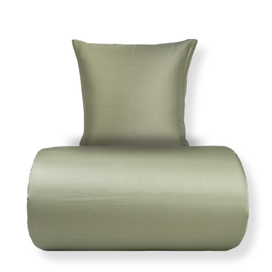 Nature By Borg Dobbelt sengetøy av bambus - 240x220 cm - 100 % naturlig bambus -  - Olivenfarget satengvevd king size dynetrekk
