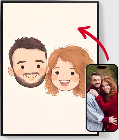 Personalisert Plakat Digital Tegneserieportrett AI Plakat