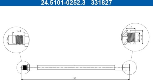ATE 24.5101 0252.3 Bremseslange