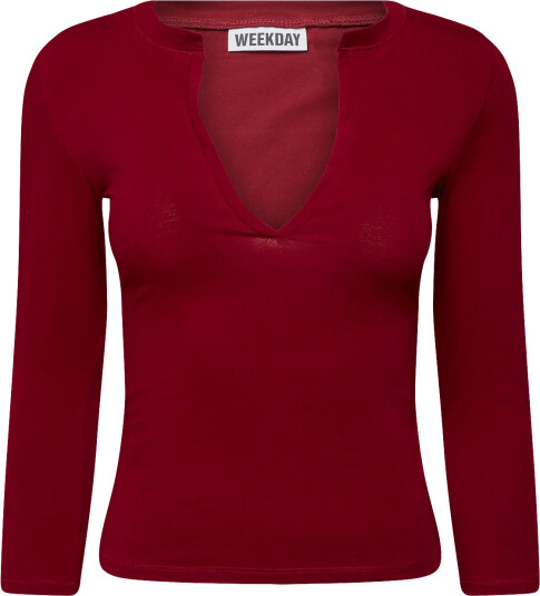 Weekday Nessa V Neck With 3/4 Sleeve Burgundy XS Weekday Nessa V Neck With 3/4 Sleeve Burgundy XS