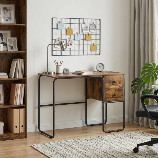 vidaXL Skrivebord med lagring Røkt Eik 100 x 50 x 75 cm